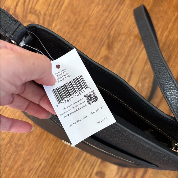 Kate Spade Leila Top Zip Messenger Crossbody Bag Black Leather - Picture 5 of 8